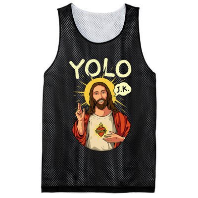 Jesus Christ YOLO JK Meme Funny Christian Easter Mesh Reversible Basketball Jersey Tank