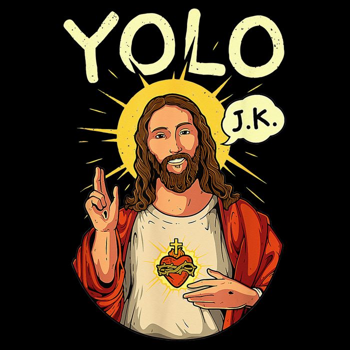 Jesus Christ YOLO JK Meme Funny Christian Easter Button