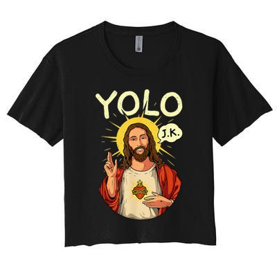 Jesus Christ YOLO JK Meme Funny Christian Easter Crop Top
