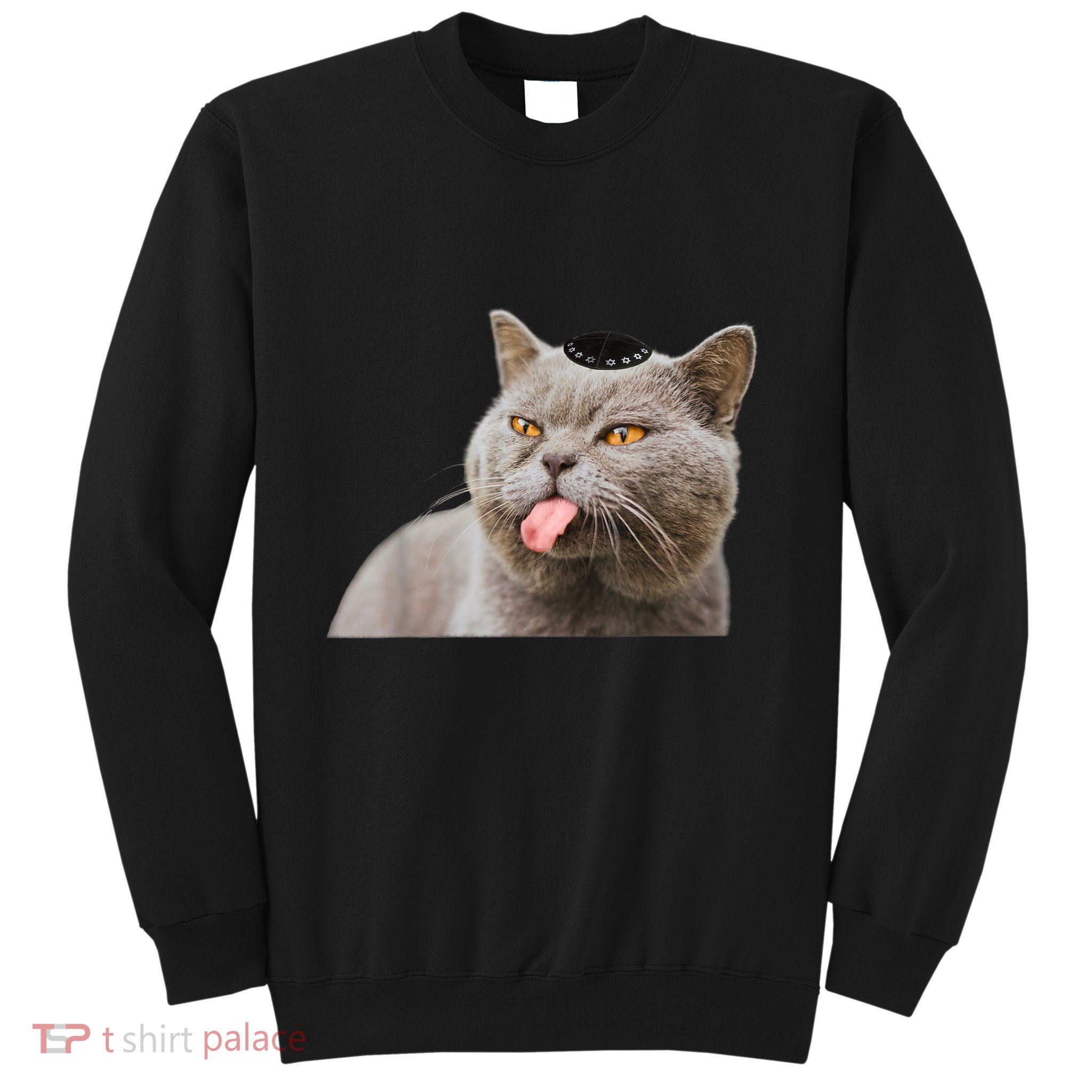 Jewish Cat Yarmulke Cute Chanukah Gift Funny Hanukkah Sweatshirt