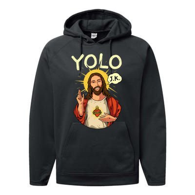 Jesus Christ YOLO JK Meme Funny Christian Easter Performance Fleece Hoodie