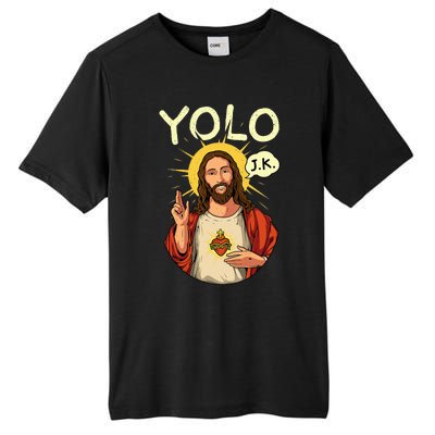 Jesus Christ YOLO JK Meme Funny Christian Easter Tall Fusion ChromaSoft Performance T-Shirt