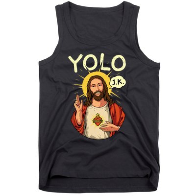 Jesus Christ YOLO JK Meme Funny Christian Easter Tank Top