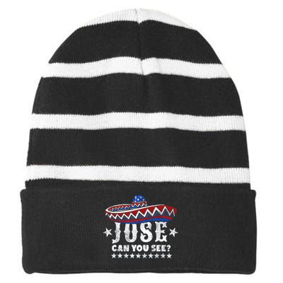 Jose Can You See 4th Of July Striped Beanie with Solid Band