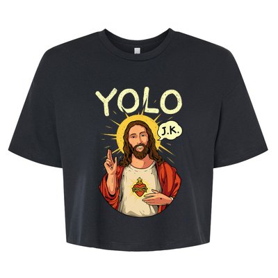 Jesus Christ YOLO JK Meme Funny Christian Easter Bella+Canvas Jersey Crop Tee