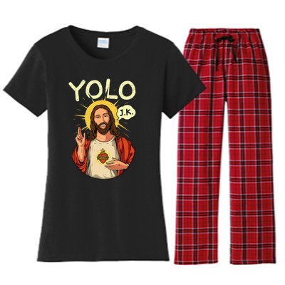 Jesus Christ YOLO JK Meme Funny Christian Easter Women's Flannel Pajama Set