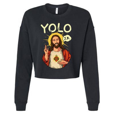 Jesus Christ YOLO JK Meme Funny Christian Easter Cropped Pullover Crew