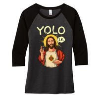 Jesus Christ YOLO JK Meme Funny Christian Easter Women's Tri-Blend 3/4-Sleeve Raglan Shirt