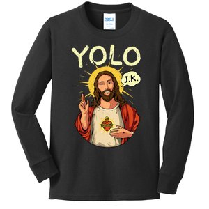 Jesus Christ YOLO JK Meme Funny Christian Easter Kids Long Sleeve Shirt