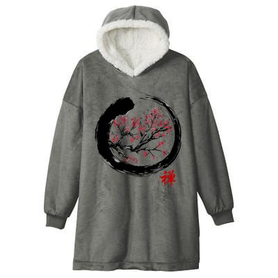 Japanese Calligraphy Zen Buddhist Enso Circle Meditation Hooded Wearable Blanket