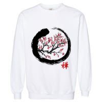 Japanese Calligraphy Zen Buddhist Enso Circle Meditation Garment-Dyed Sweatshirt