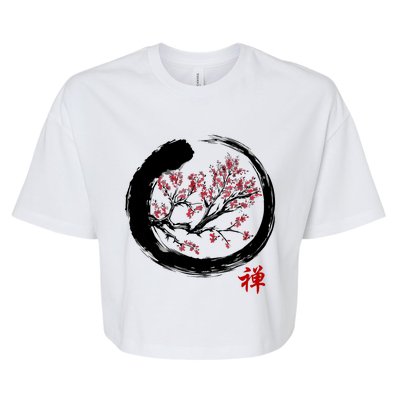 Japanese Calligraphy Zen Buddhist Enso Circle Meditation Bella+Canvas Jersey Crop Tee