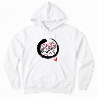 Japanese Calligraphy Zen Buddhist Enso Circle Meditation Hoodie