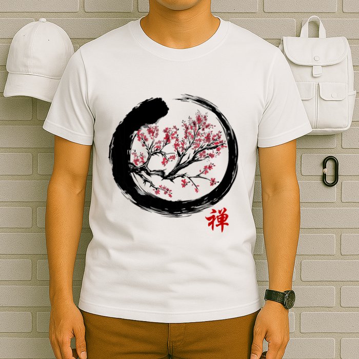 Japanese Calligraphy Zen Buddhist Enso Circle Meditation T-Shirt