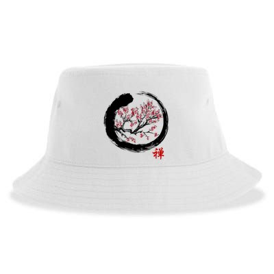 Japanese Calligraphy Zen Buddhist Enso Circle Meditation Sustainable Bucket Hat