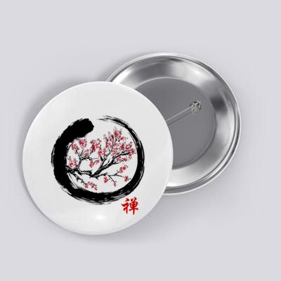 Japanese Calligraphy Zen Buddhist Enso Circle Meditation Button