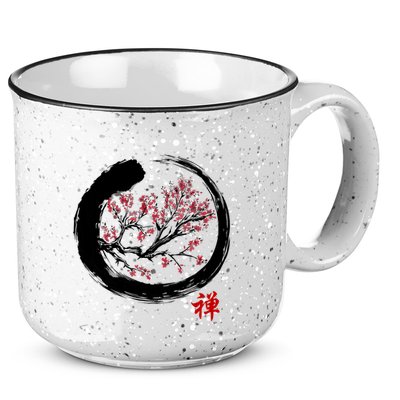 Japanese Calligraphy Zen Buddhist Enso Circle Meditation 15oz Campfire Ceramic Mug