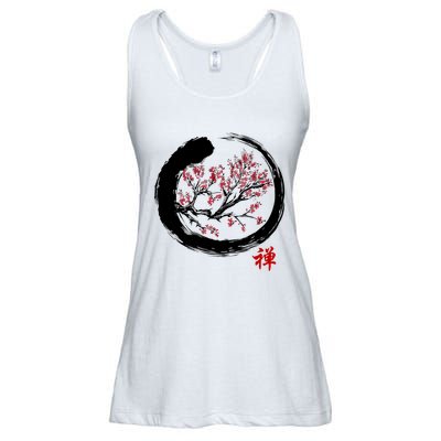 Japanese Calligraphy Zen Buddhist Enso Circle Meditation Ladies Essential Flowy Tank