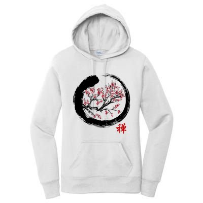 Japanese Calligraphy Zen Buddhist Enso Circle Meditation Women's Pullover Hoodie