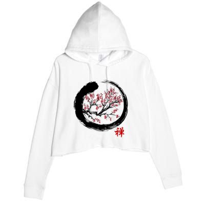 Japanese Calligraphy Zen Buddhist Enso Circle Meditation Crop Fleece Hoodie