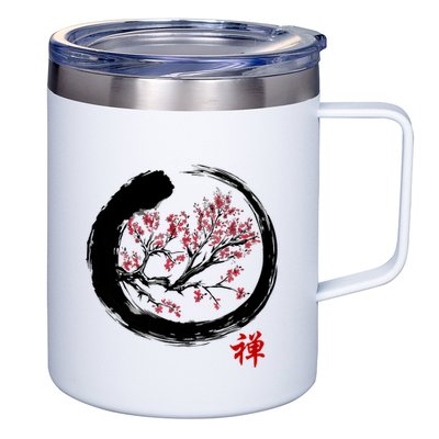 Japanese Calligraphy Zen Buddhist Enso Circle Meditation 12oz Stainless Steel Coffee Mug