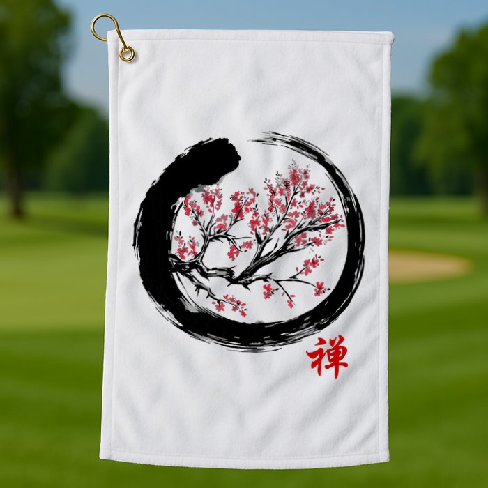Japanese Calligraphy Zen Buddhist Enso Circle Meditation Golf Towel