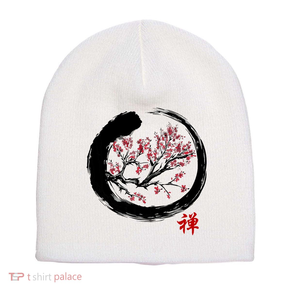 Japanese Calligraphy Zen Buddhist Enso Circle Meditation Short Acrylic Beanie