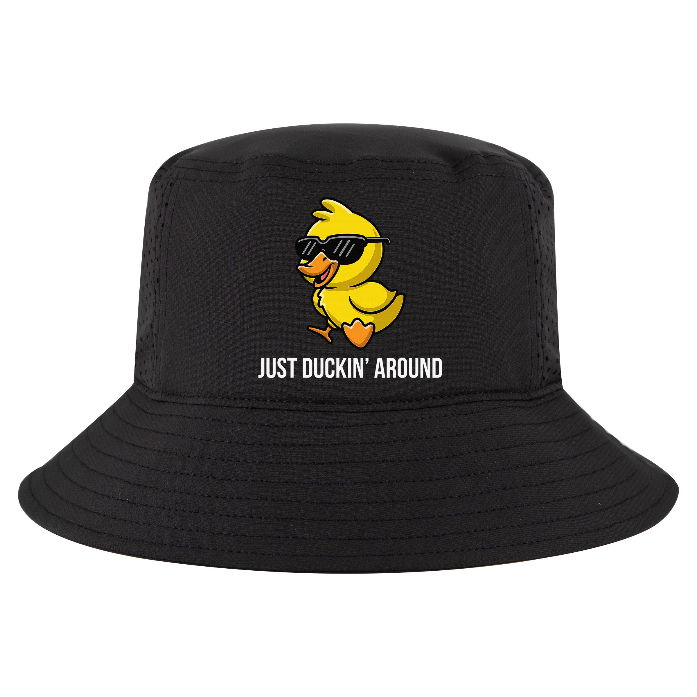 Just Duckin Around Funny Duck Gag Humor Cute Duckling Cool Comfort Performance Bucket Hat