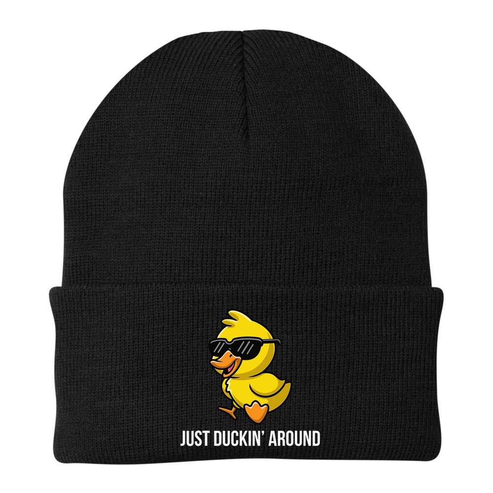 Just Duckin Around Funny Duck Gag Humor Cute Duckling Beanie