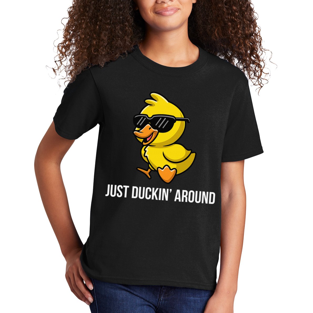 Just Duckin Around Funny Duck Gag Humor Cute Duckling Kids T-Shirt