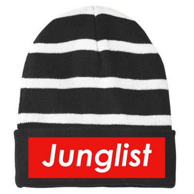 Junglist Drum And Bass Striped Beanie with Solid Band