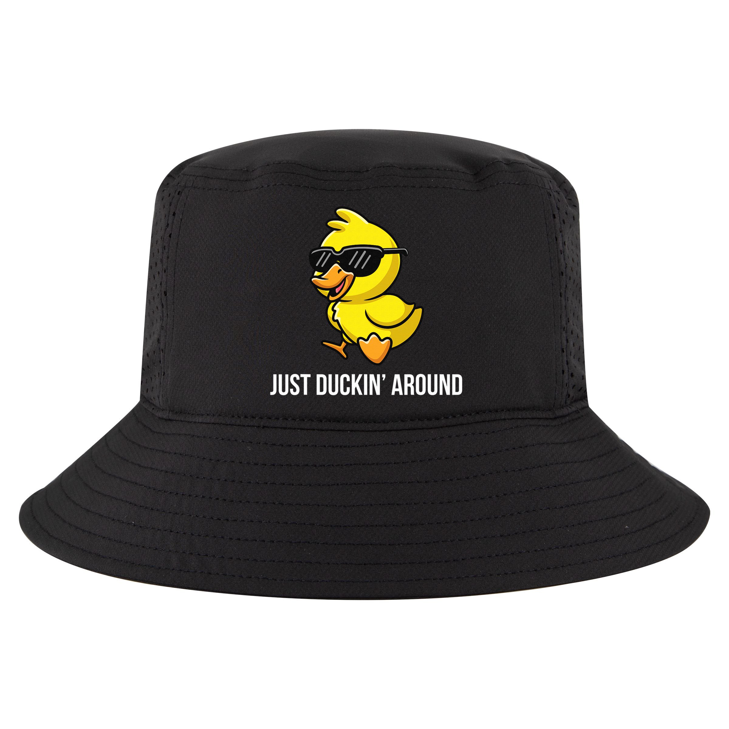 Just Duckin Around Funny Duck Gag Humor Cute Duckling  Cool Comfort Performance Bucket Hat