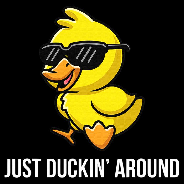 Just Duckin Around Funny Duck Gag Humor Cute Duckling  Flexfit Unipanel Trucker Cap
