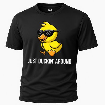 Just Duckin Around Funny Duck Gag Humor Cute Duckling  Cooling Performance Crew T-Shirt
