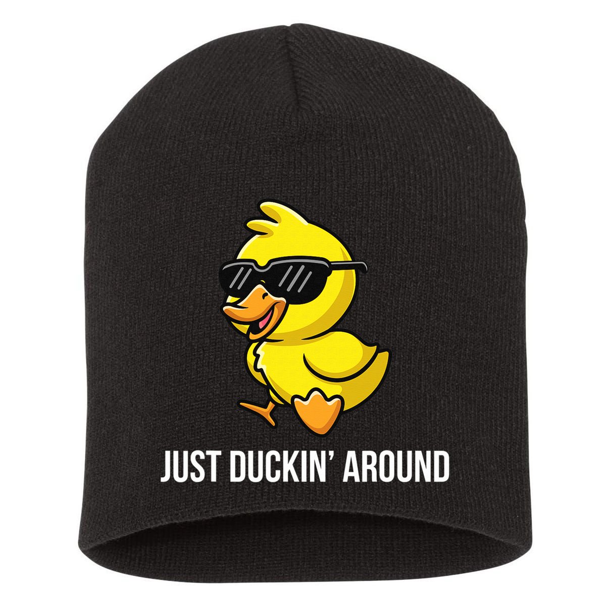 Just Duckin Around Funny Duck Gag Humor Cute Duckling  Short Acrylic Beanie