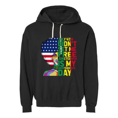 Juneteenth Dashiki American Flag Black  Independence Garment-Dyed Fleece Hoodie