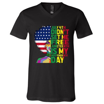 Juneteenth Dashiki American Flag Black  Independence V-Neck T-Shirt