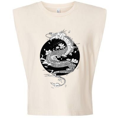 Japanese Dragon Art Japanese Flag Vintage Retro Japan Garment-Dyed Women's Muscle Tee