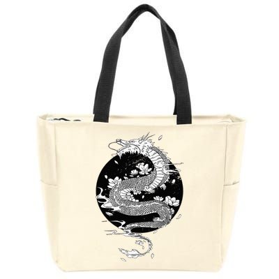 Japanese Dragon Art Japanese Flag Vintage Retro Japan Zip Tote Bag