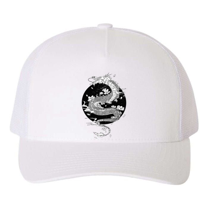 Japanese Dragon Art Japanese Flag Vintage Retro Japan Yupoong Adult 5-Panel Trucker Hat