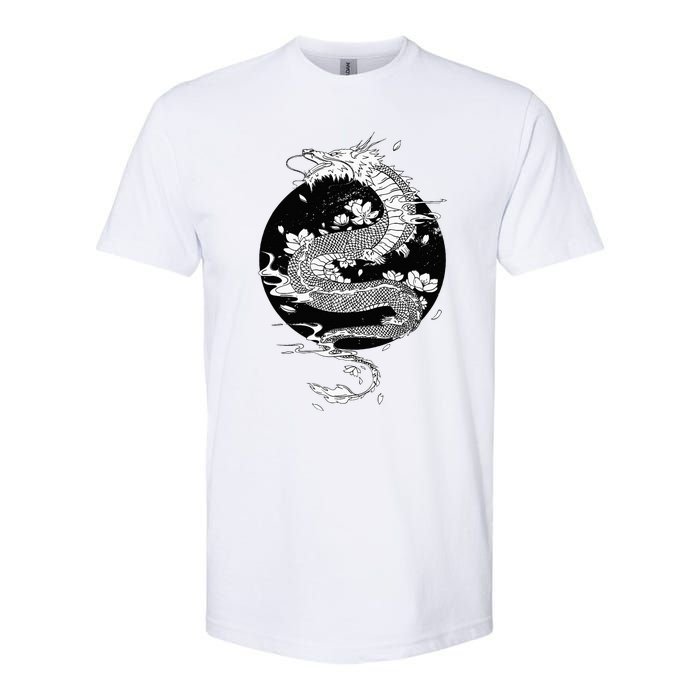 Japanese Dragon Art Japanese Flag Vintage Retro Japan Softstyle CVC T-Shirt