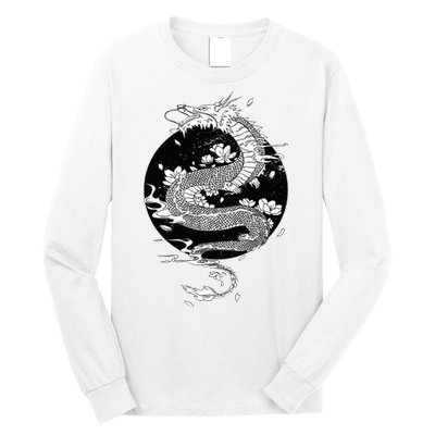 Japanese Dragon Art Japanese Flag Vintage Retro Japan Long Sleeve Shirt