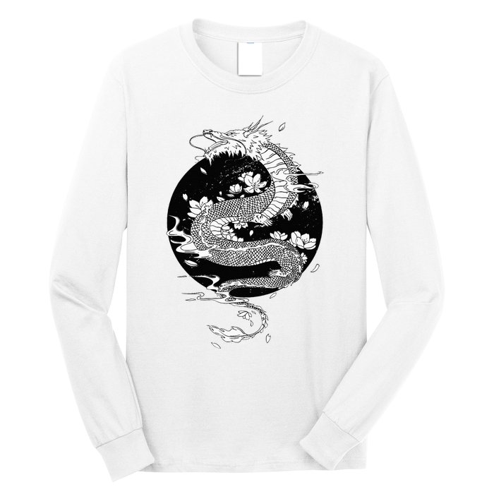 Japanese Dragon Art Japanese Flag Vintage Retro Japan Long Sleeve Shirt