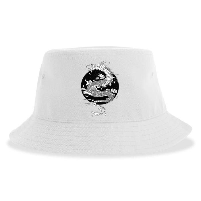 Japanese Dragon Art Japanese Flag Vintage Retro Japan Sustainable Bucket Hat