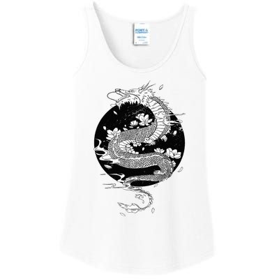 Japanese Dragon Art Japanese Flag Vintage Retro Japan Ladies Essential Tank