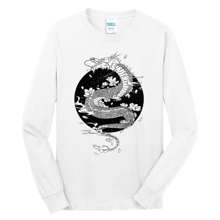 Japanese Dragon Art Japanese Flag Vintage Retro Japan Tall Long Sleeve T-Shirt