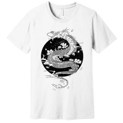 Japanese Dragon Art Japanese Flag Vintage Retro Japan Premium T-Shirt