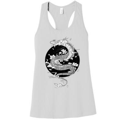 Japanese Dragon Art Japanese Flag Vintage Retro Japan Women's Racerback Tank