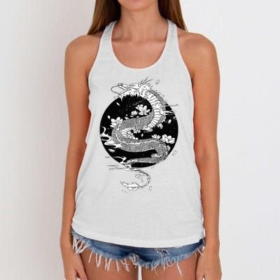 Japanese Dragon Art Japanese Flag Vintage Retro Japan Women's Knotted Racerback Tank