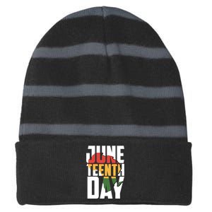 Juneteenth Day African American Pride Striped Beanie with Solid Band